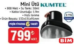 KUMTEL MİNİ ÜTÜ 800 WATT fiyat ve kampanya bilgisi